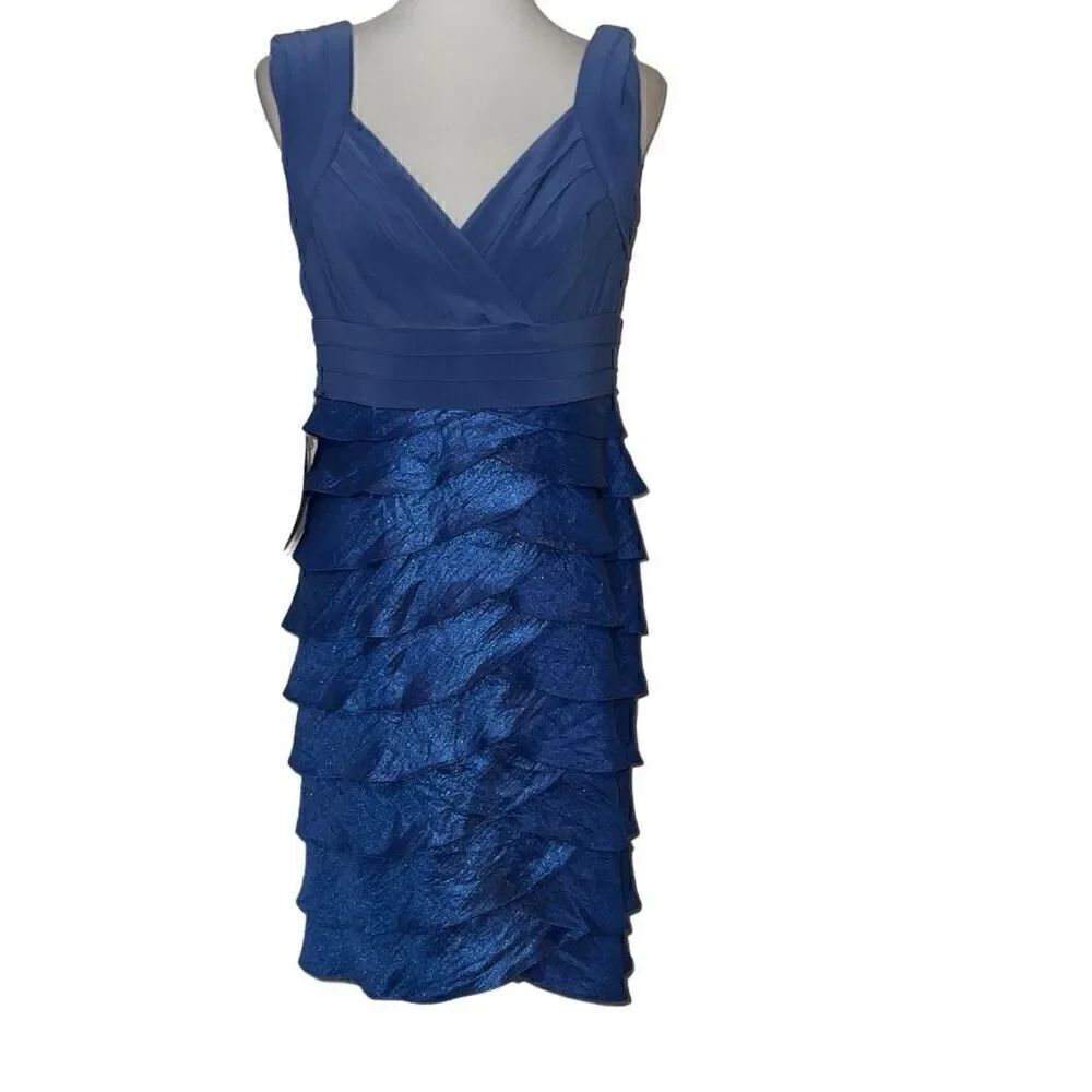 Adrianna Papell Shutter Pleat Dress sz 10 Periwinkle Blue Mother of the Bride